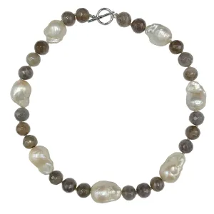 110-26 | SMOKY QUARTZ & WILD PEARL NECKLACE