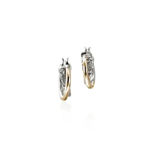 14K Gold and Sterling Silver Essential Crossover Hoop Earring | 9.5mm