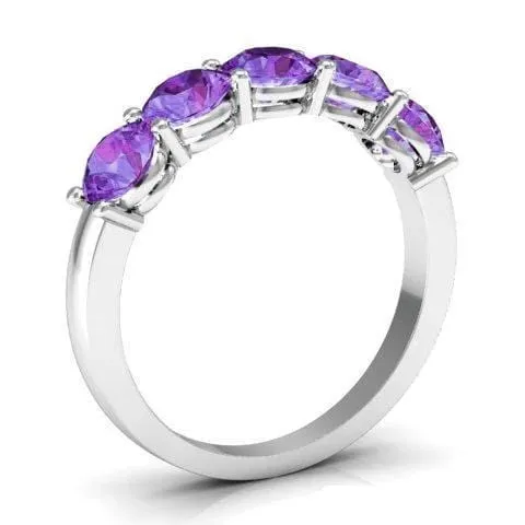 1.50cttw Shared Prong Amethyst Five Stone Ring