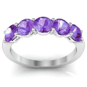 1.50cttw Shared Prong Amethyst Five Stone Ring