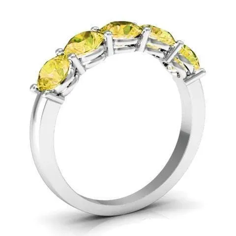 1.50cttw Shared Prong Yellow Sapphire Five Stone Ring