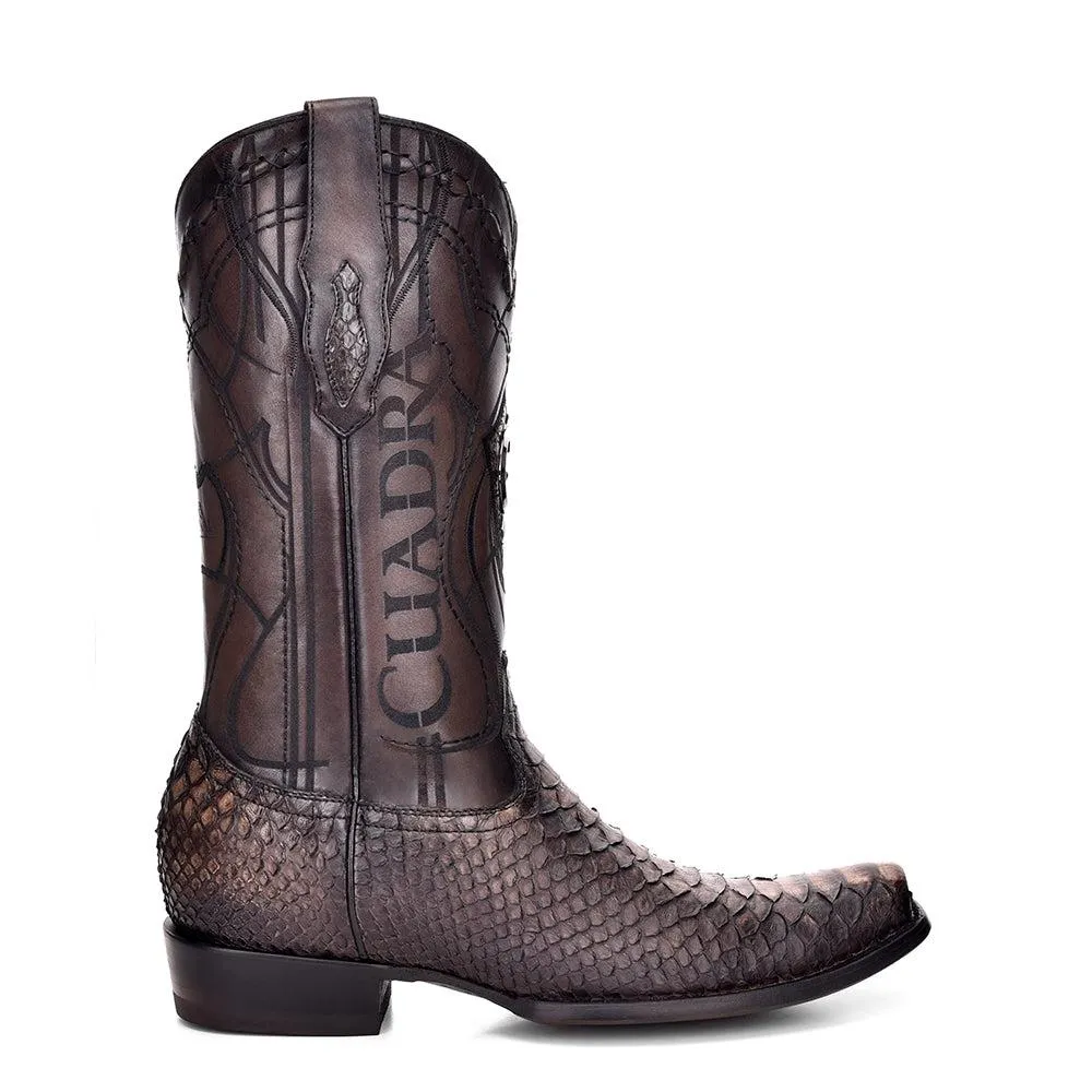 1J1NPC - Cuadra chesnut brown fashion cowboy python leather boots for men