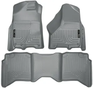 2009-2014 Dodge, Ram 1500, 2500, 3500 Crew Cab Front & 2nd Seat Floor Liners - Grey