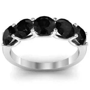 2.00cttw U Prong Black Diamond 5 Stone Band