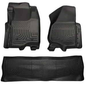 2011-2012 Ford F250, F350, F450 Super Duty Crew Cab Front & 2nd Seat Floor Liners-Black