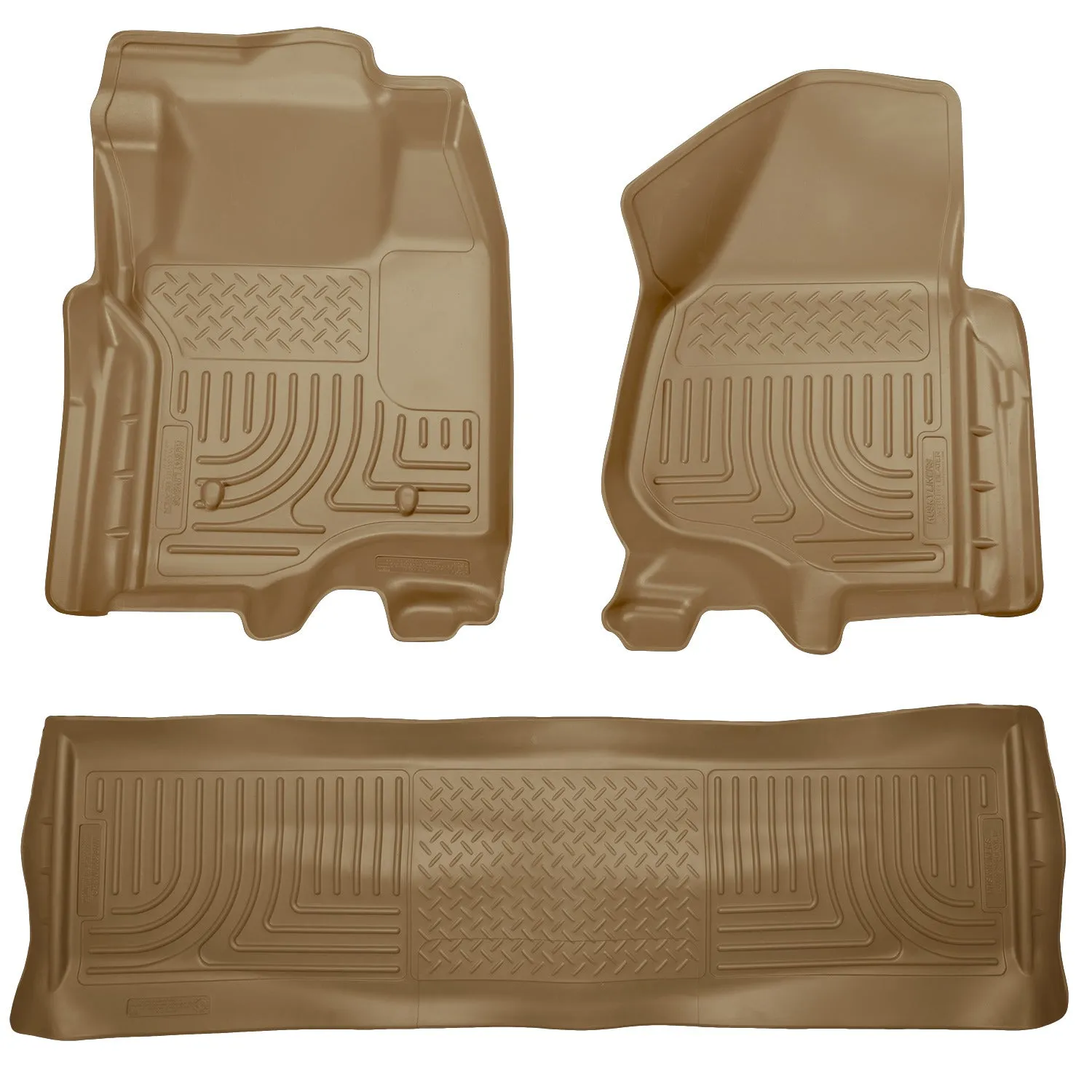 2011-2012 Ford F250, F350, F450 Super Duty Crew Cab Front & 2nd Seat Floor Liners - Tan