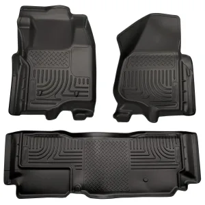 2011-2012 Ford F250, F350 Super Duty SuperCab Front & 2nd Seat Floor Liners - Black