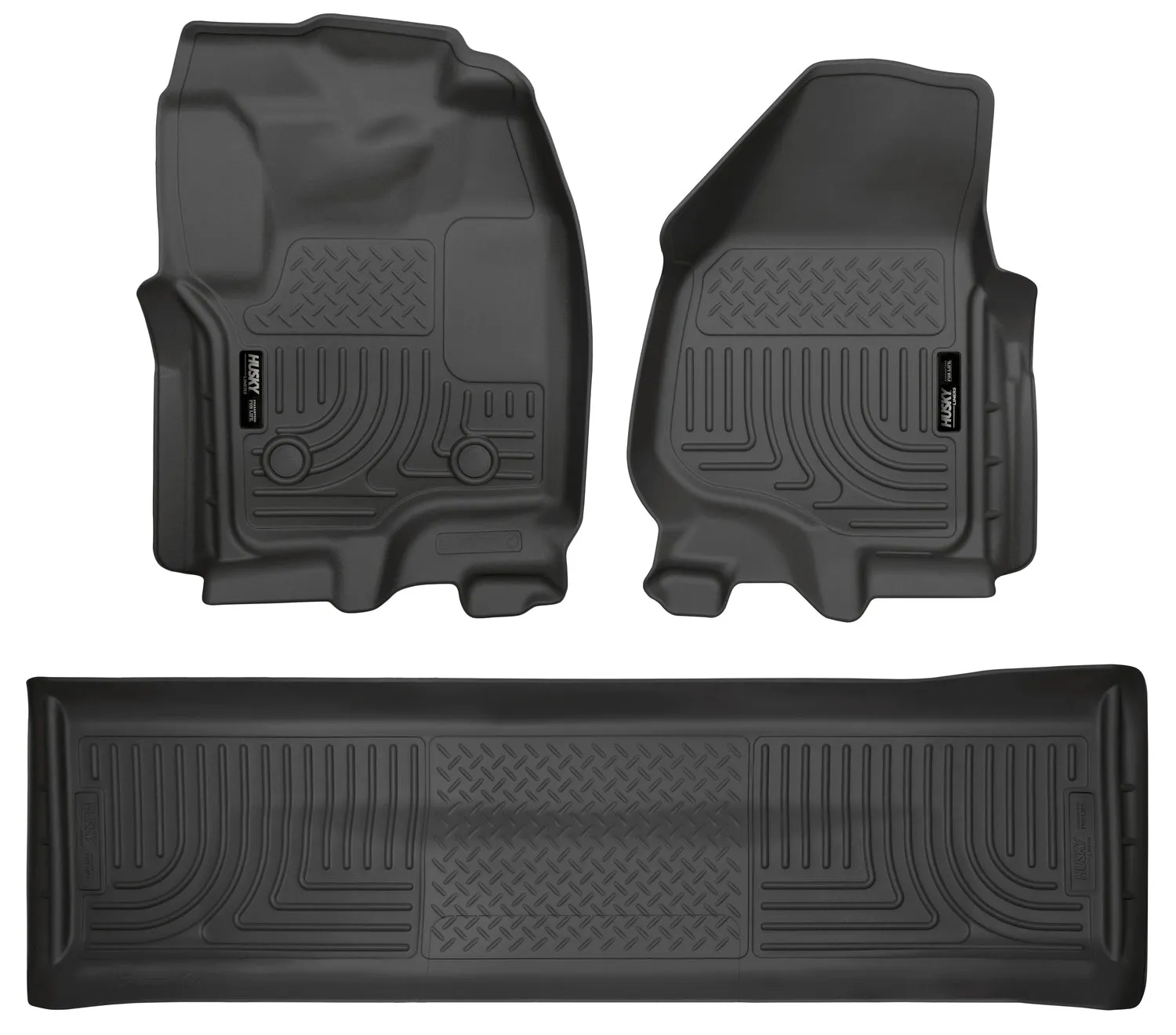 2012-2015 Ford F250, F350, F450 Super Duty Crew Cab Front & 2nd Seat Floor Liners-Black