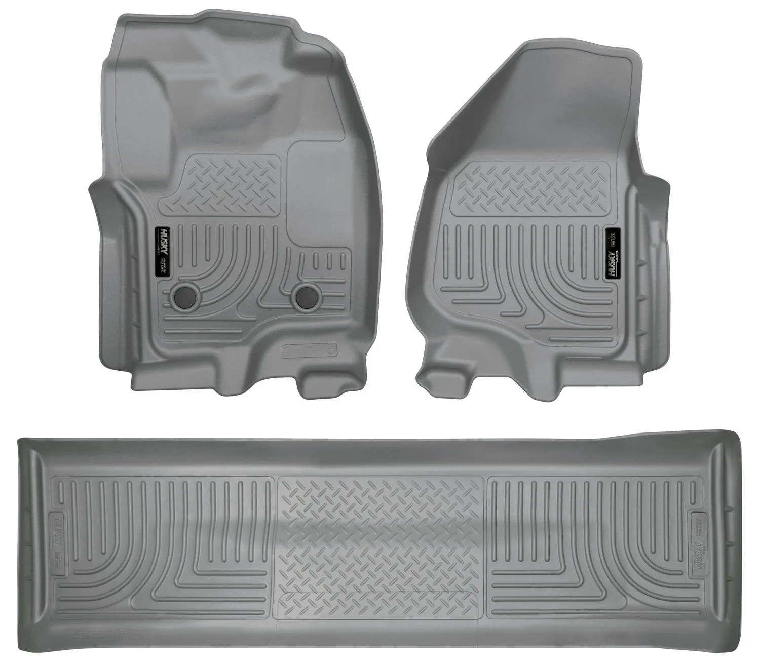 2012-2015 Ford F250, F350, F450 Super Duty Crew Cab Front & 2nd Seat Floor Liners-Grey