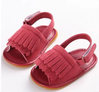 2017 New designs floral Hot sale Double Tassel Pu leather Baby moccasins  child Summer girls sandals Sneakers Infant shoes