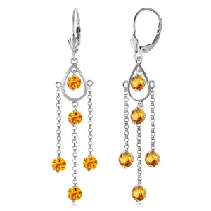 3 Carat 14K Solid White Gold Walking In The Sand Citrine Earrings