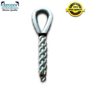 3 Strand Mooring Pendant 100% Nylon Rope Premium with 2 Heavy Duty Galvanized Thimbles. (Select size)