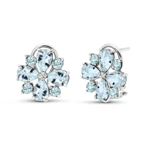 4.85 Carat 14K Solid White Gold French Clips Earrings Natural Aquamarine