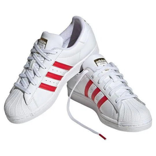 Adidas Women's Superstar Shoes - Cloud White / Better Scarlet / Gold Metallic