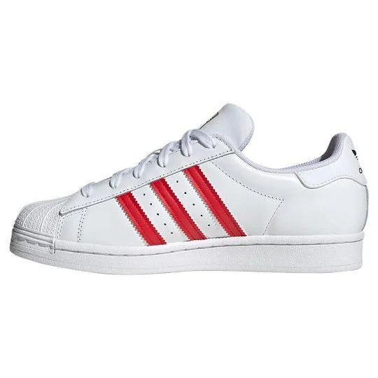 Adidas Women's Superstar Shoes - Cloud White / Better Scarlet / Gold Metallic