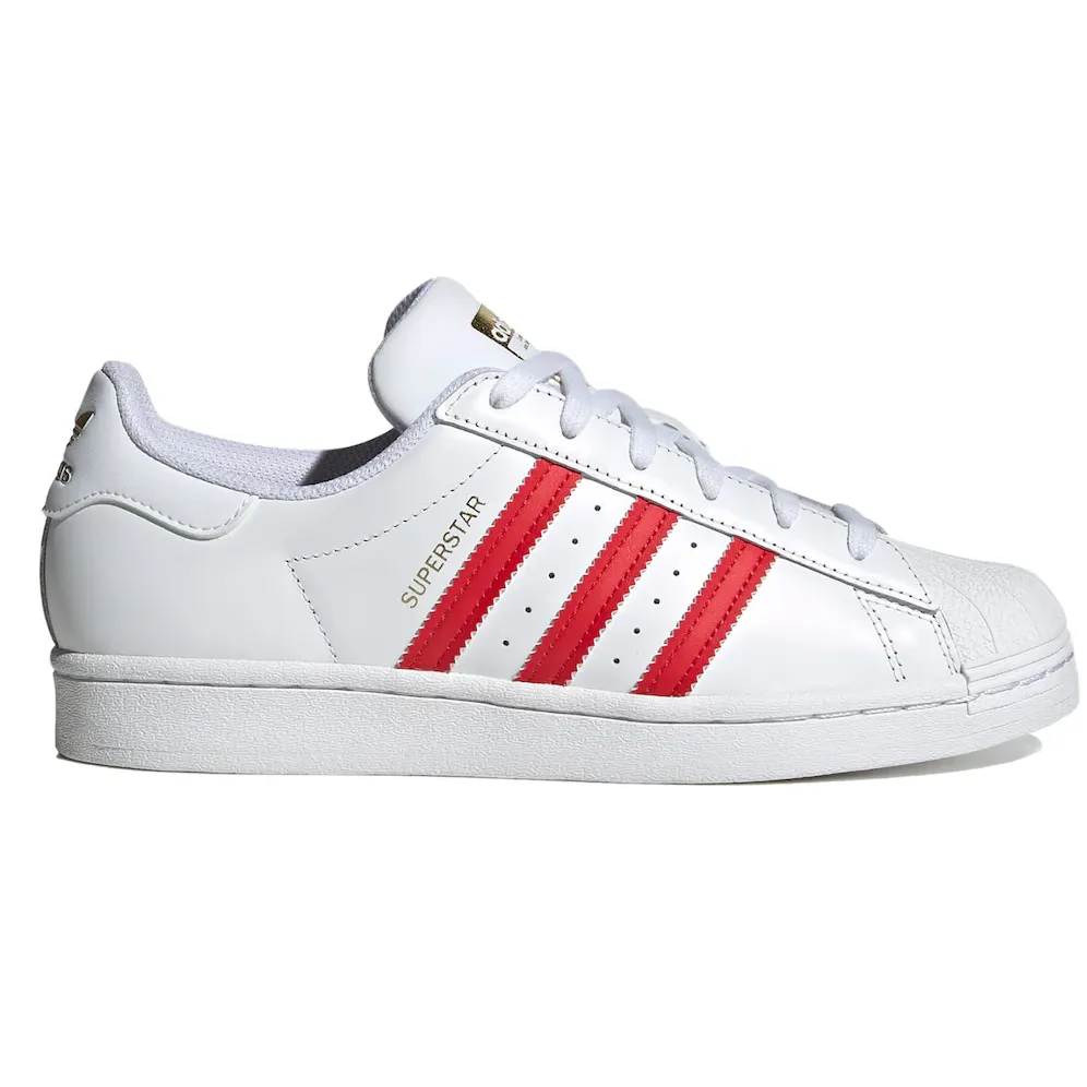 Adidas Women's Superstar Shoes - Cloud White / Better Scarlet / Gold Metallic