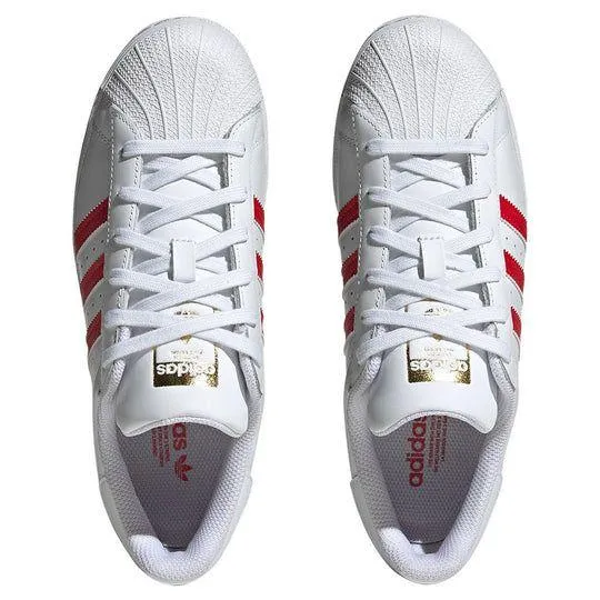 Adidas Women's Superstar Shoes - Cloud White / Better Scarlet / Gold Metallic