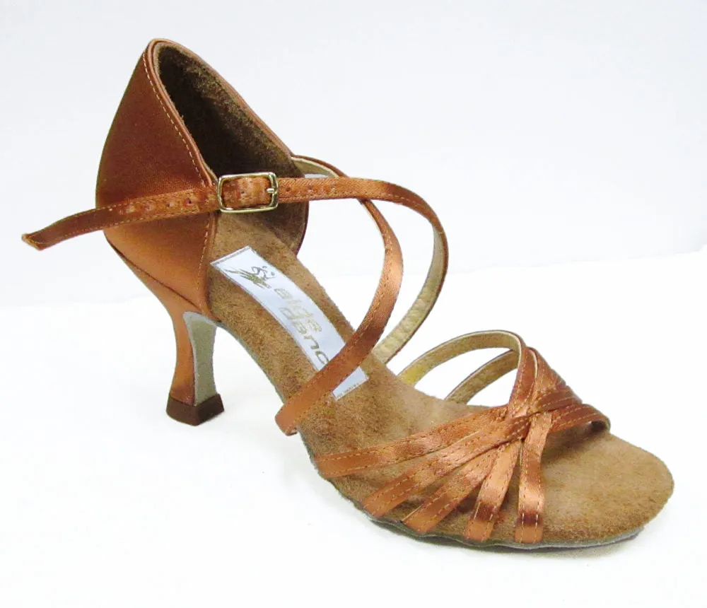 Aida Dance, 70A, Dark Tan Satin, 2.5” Flared Heel