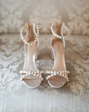 Alexene, Nude Pearl Bridal Block Heel