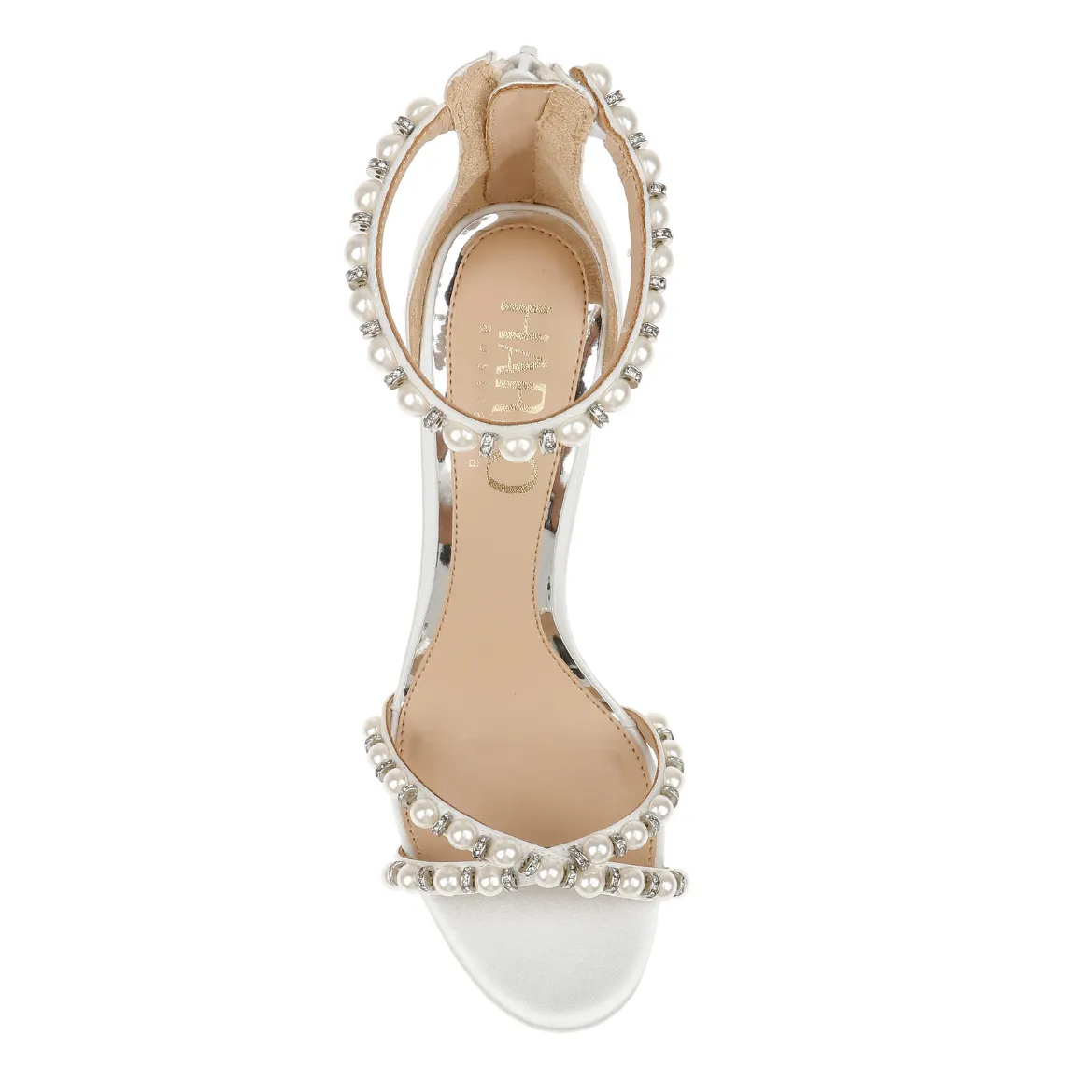 Alexene, White Pearl Bridal Block Heel