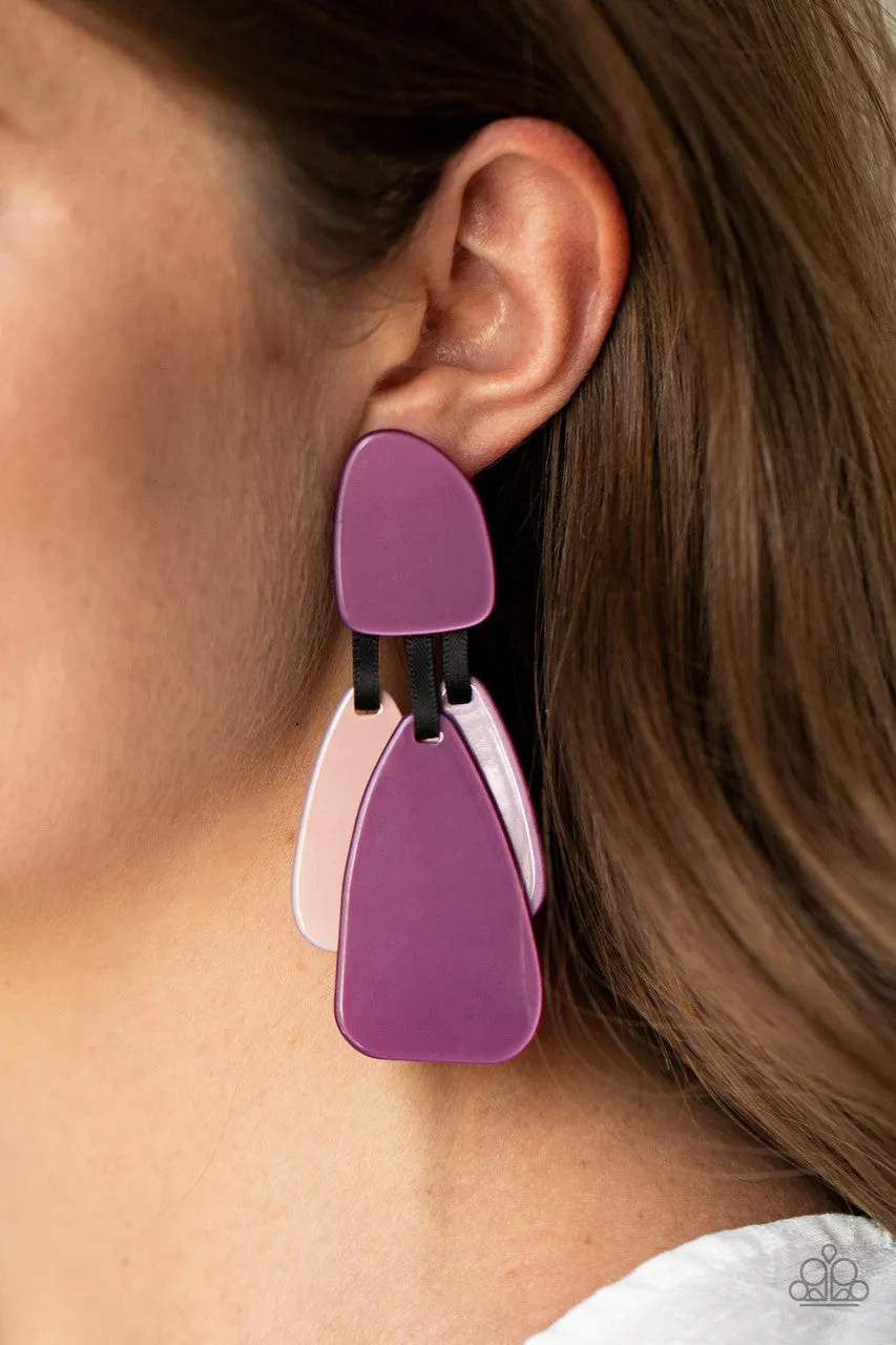 All FAUX One Purple Paparazzi Earrings