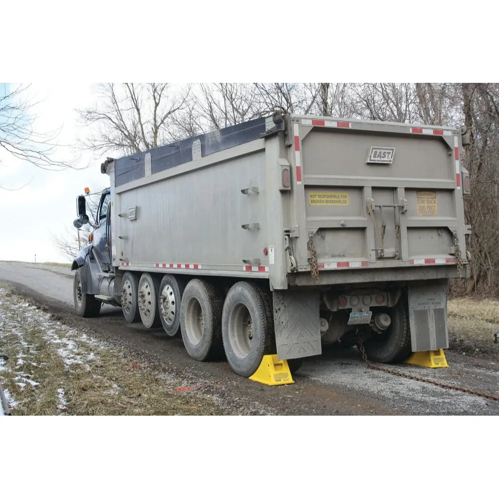 All-Terrain Heavy Duty Wheel Chocks - 46" Max Tire Diameter - 75 Tons Capacity - Yellow