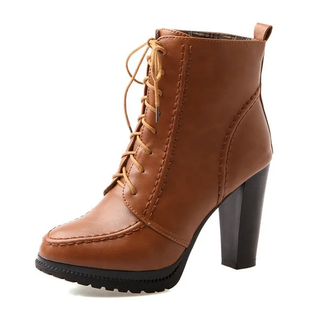 Ankle Boots Super High Square Heel