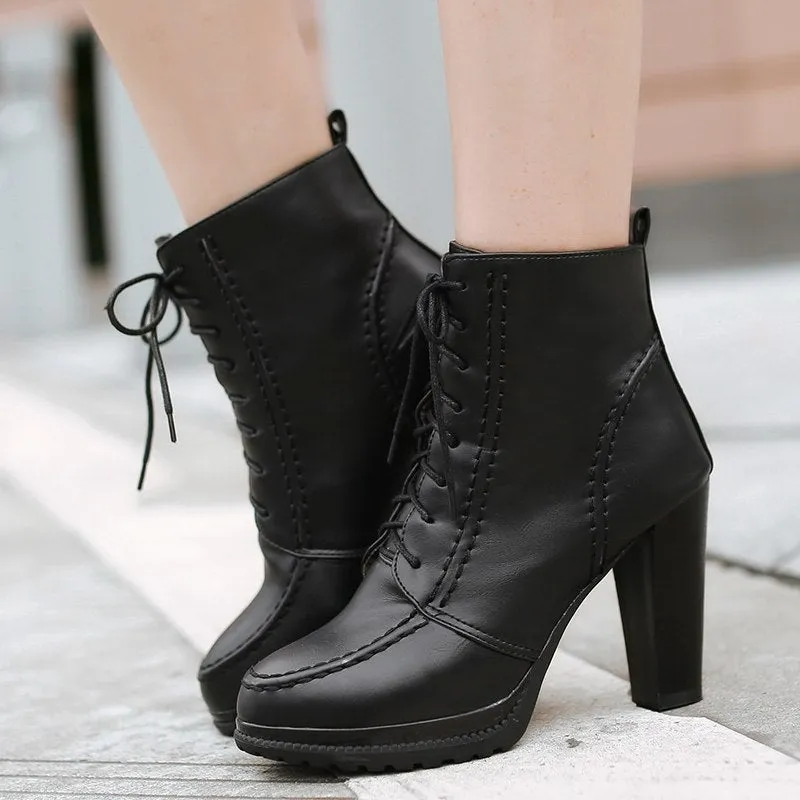 Ankle Boots Super High Square Heel