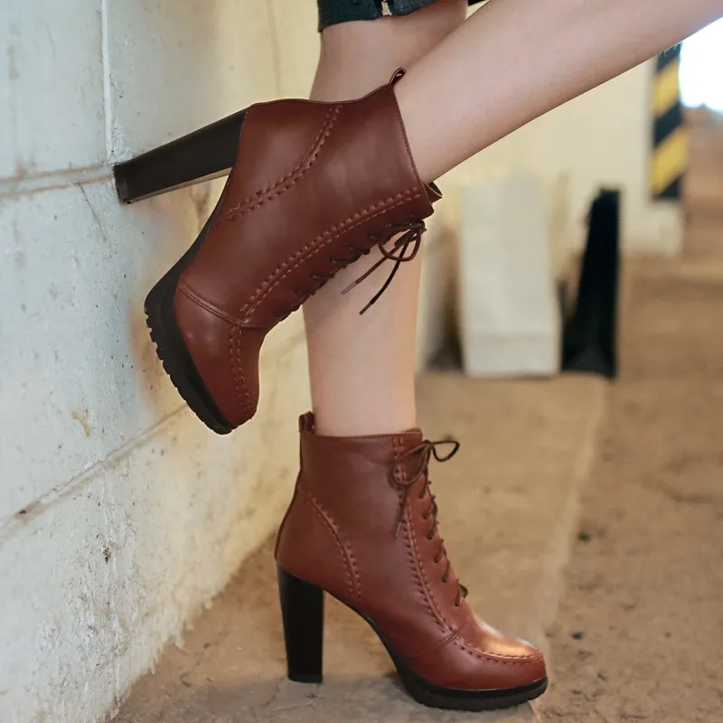 Ankle Boots Super High Square Heel