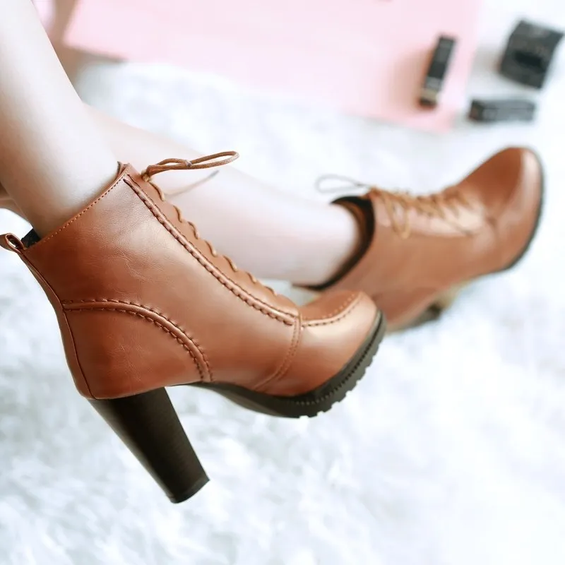 Ankle Boots Super High Square Heel