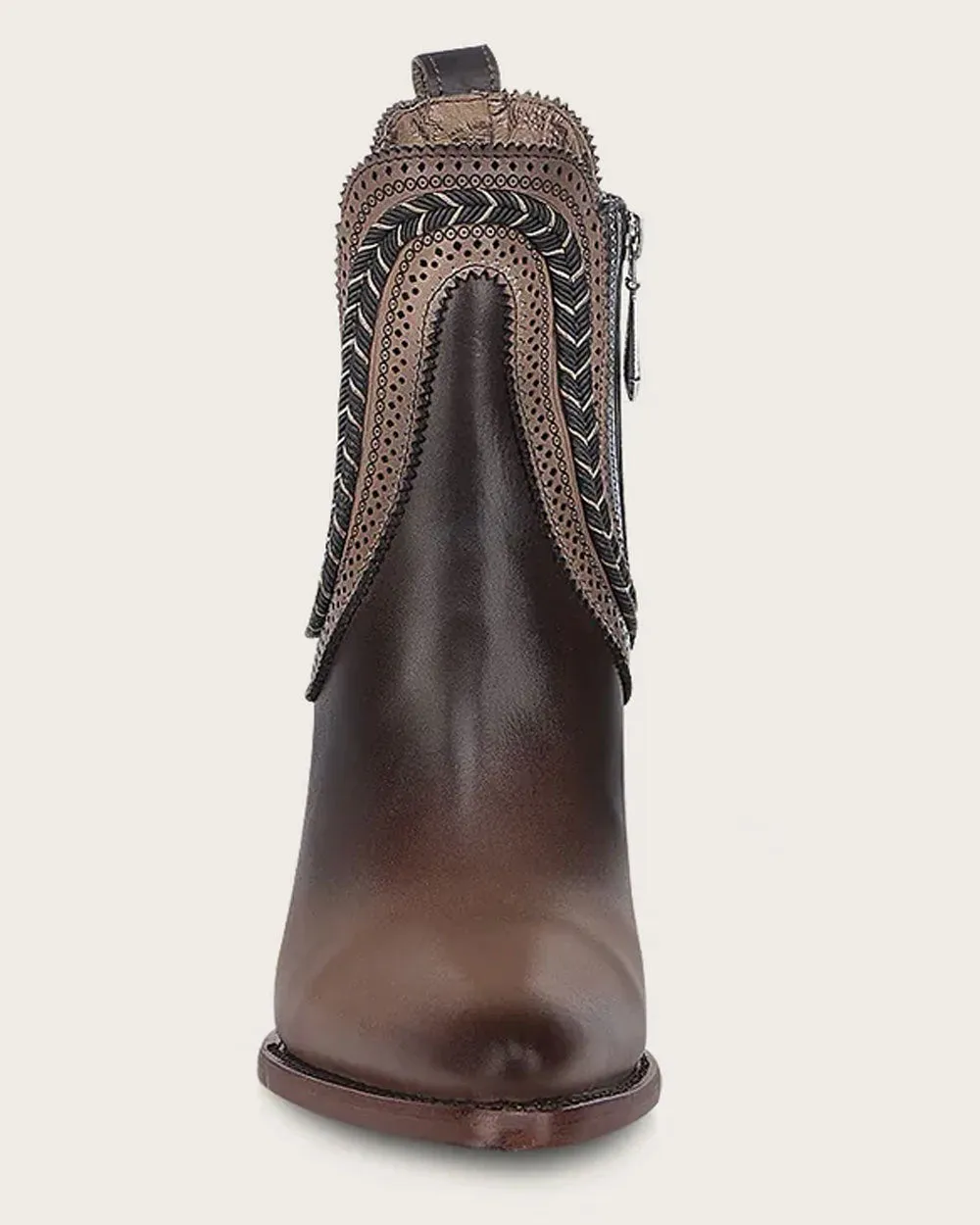 Ankle high heel brown bootie