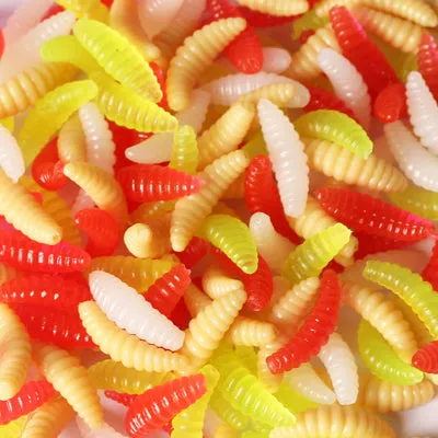 Anmuka Brand Promotion!! HOT SELL!! 50PCS 2cm 0.3g maggot Grub Soft Lure Baits smell Worms Glow Shrimps Fishing Lures 21001-50