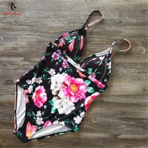 Ariel Sarah 2017 Halter One Piece Swimsuit Swimwear Women Sexy Monokini Floral Maillot De Bain Femme Bathing Suit Wome Q067