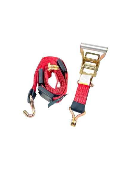 AS-KKDJ10RT - 2" x 11' Ratchet Tie Down w/ Wire Hooks, Rubber Cleats & Stoppers-BETTER