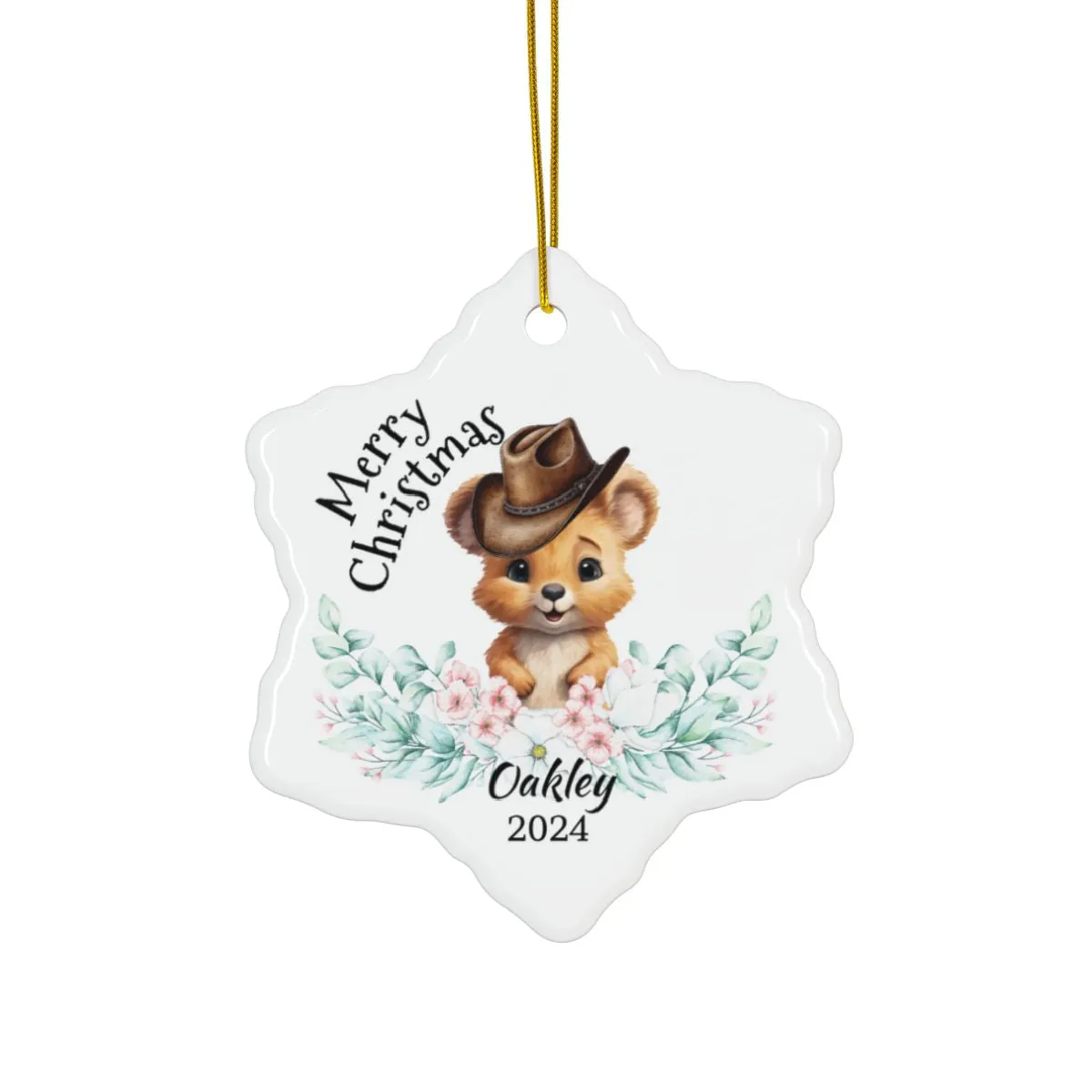 Australian Animals Country Cowboy Wombat Personalised Ceramic Ornaments, 2-Side Print