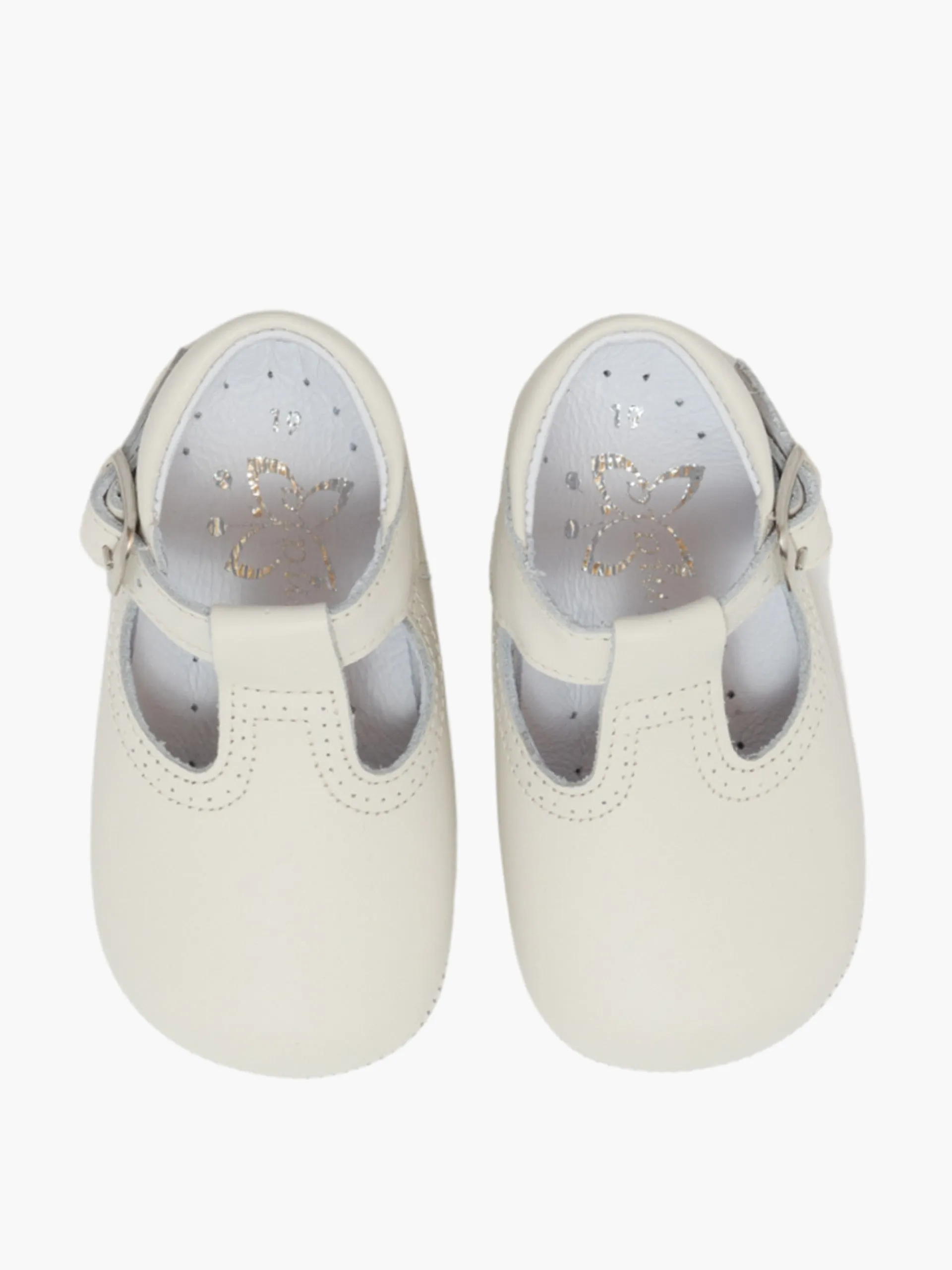 Baby boy pram t-bar shoes cream