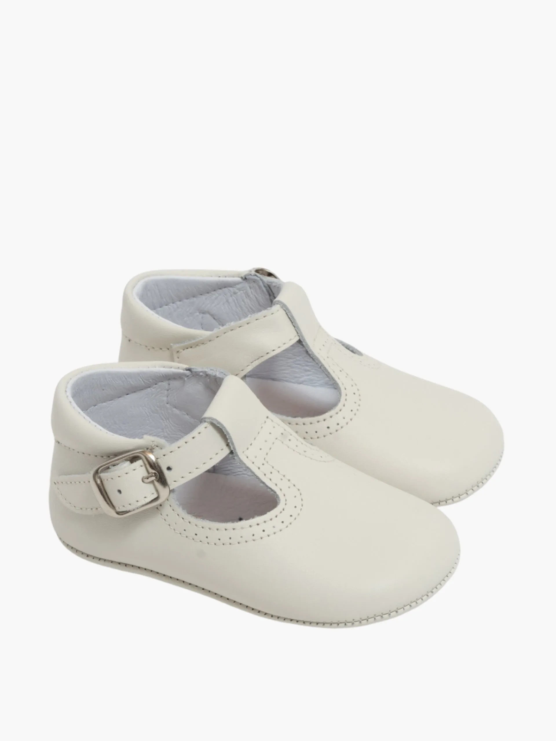 Baby boy pram t-bar shoes cream