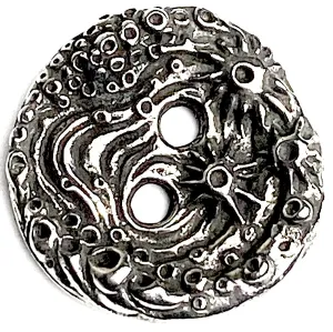 Barnacle Button, Pewter, Larger Size 13/16" Two-Hole, from Green Girl Studios USA  #G332