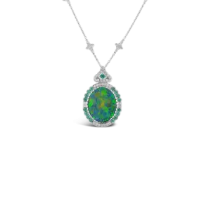 Black Opal Necklace with Diamonds and Paraibas