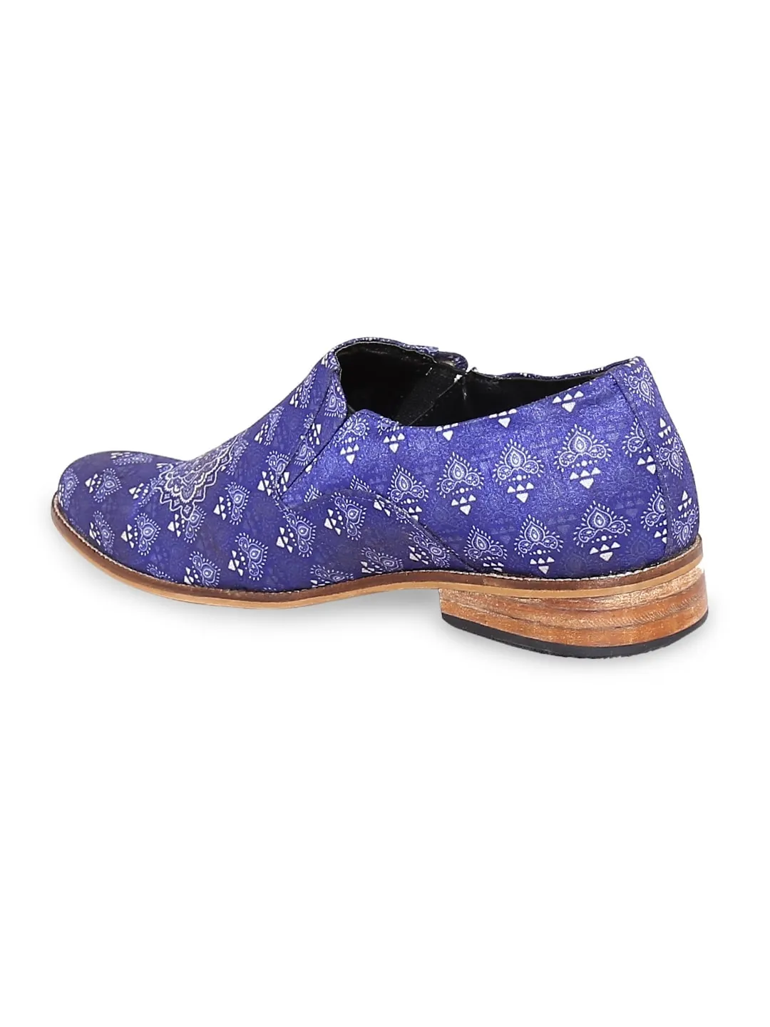 Blue Printed Motif Loafers