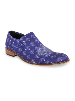 Blue Printed Motif Loafers