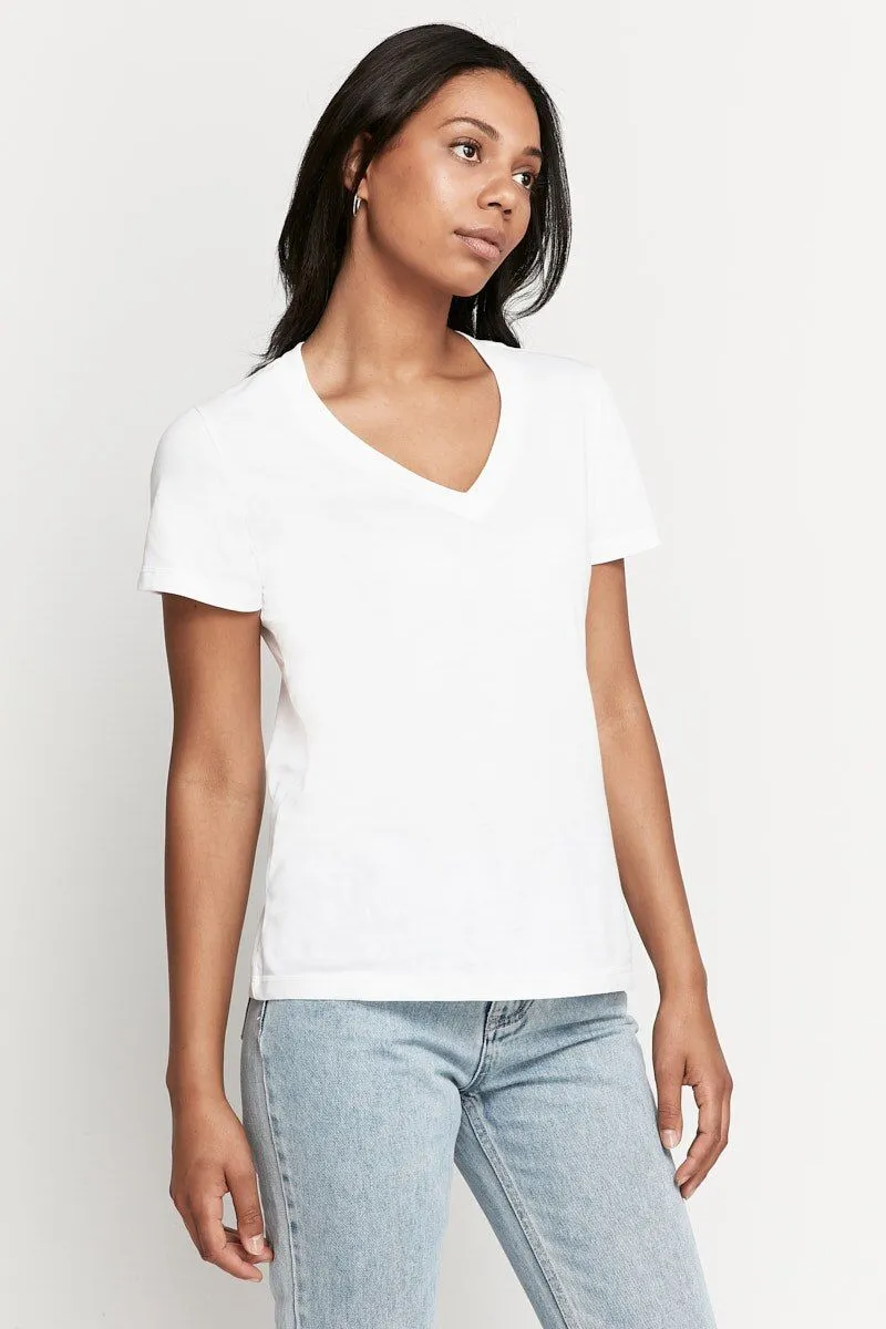 Bonds Womens Originals Light Weight V Tee Cotton T-Shirt White