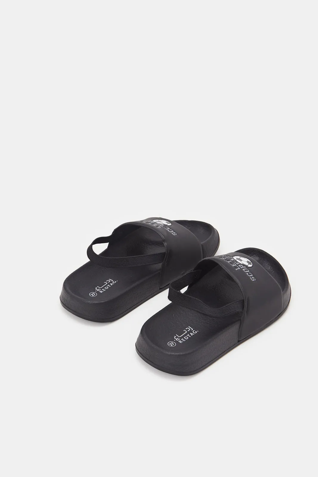 Boys Black Printed Slide