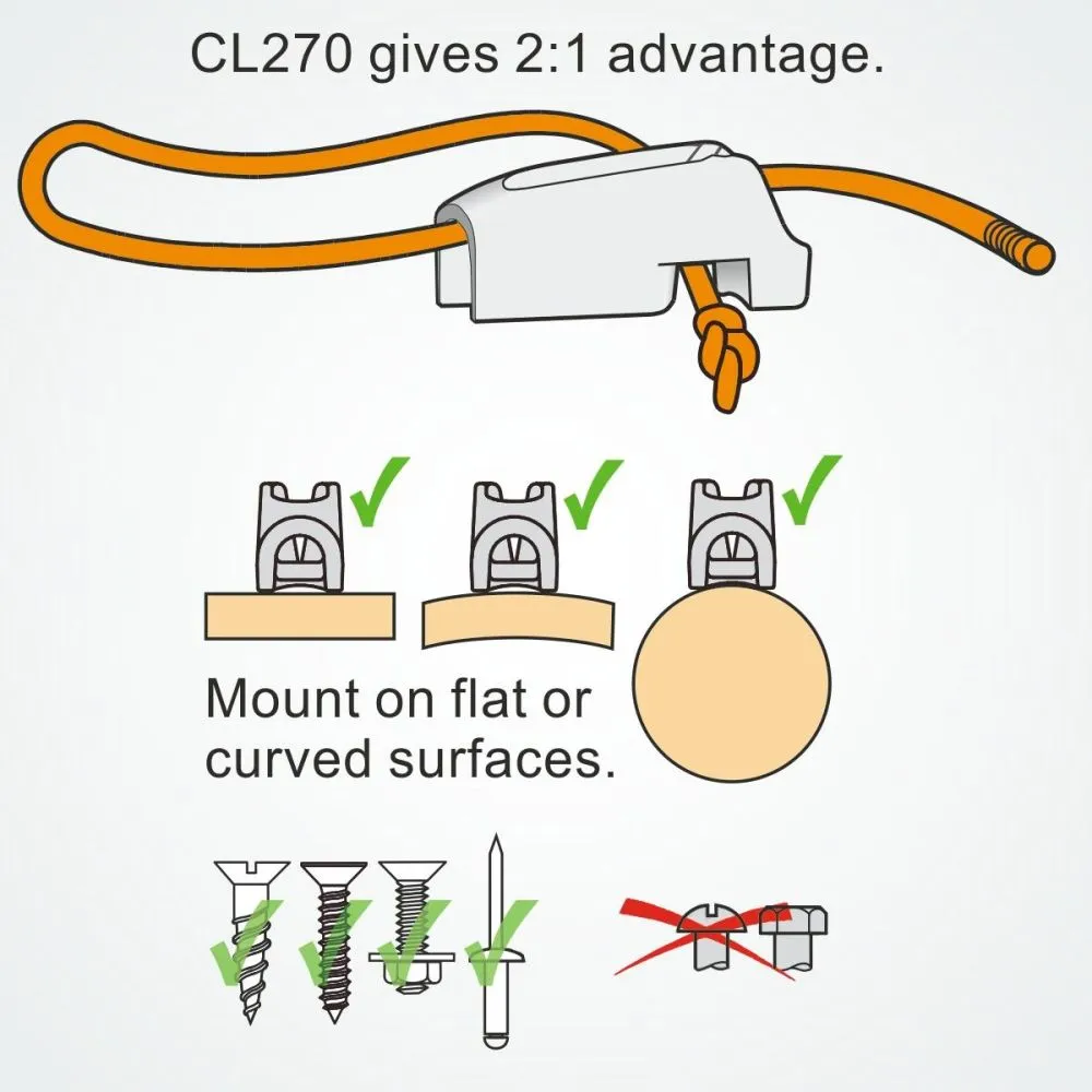 Clamcleat CL270-AN Racing Micros With Becket - Laser Tiller