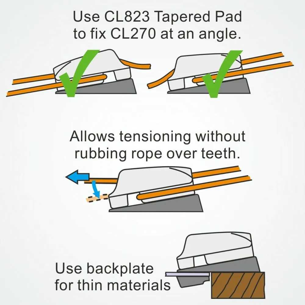 Clamcleat CL270-AN Racing Micros With Becket - Laser Tiller