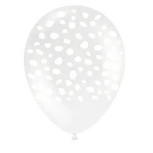 Clear White Spex Printed Latex Balloons | 11 INCH | Package 6