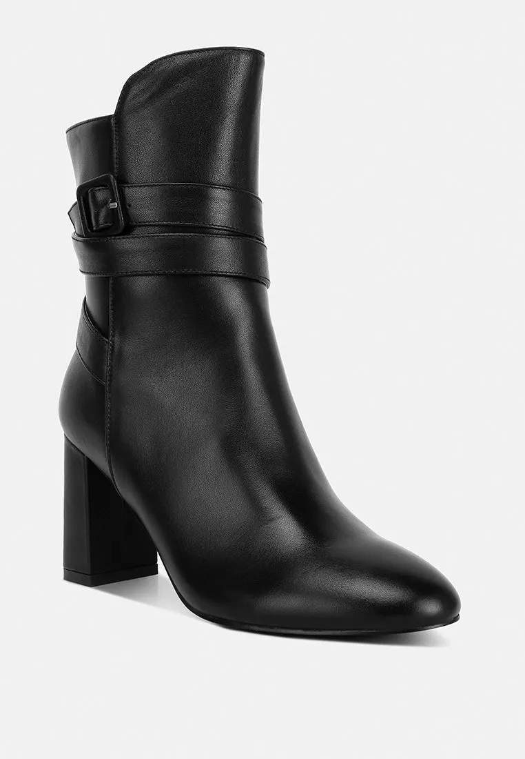 Cobra Buckle Strap Embellished Boots In Black