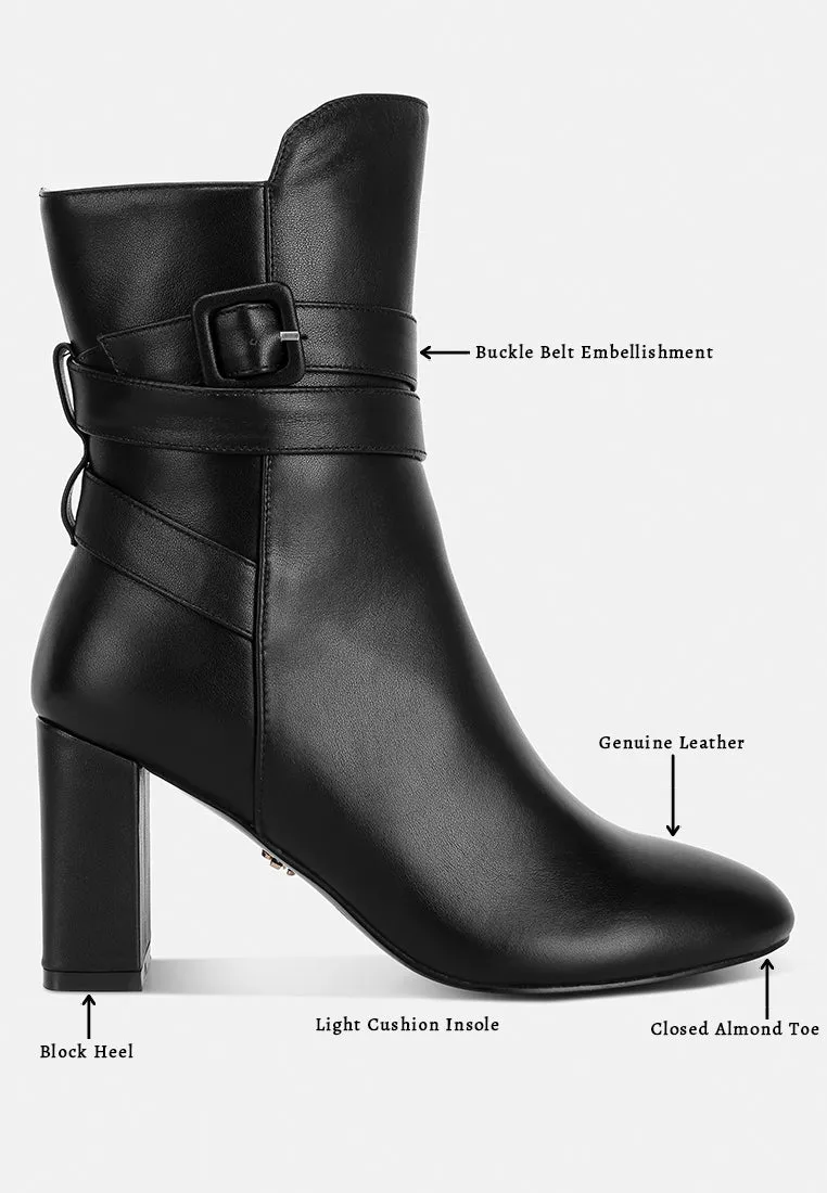 Cobra Buckle Strap Embellished Boots In Black