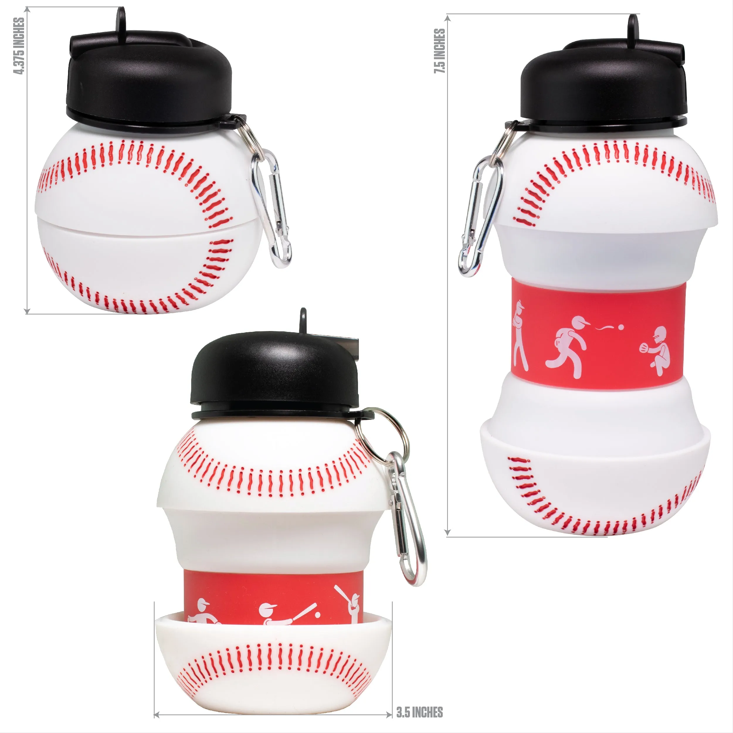 Collapsible Silicone Baseball Water Bottle Maccabi Art, 500ml.