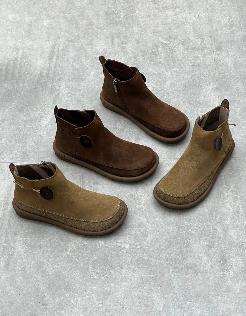 Comfortable Handmade Wild Toe Box Retro Flat Boots